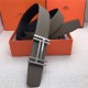 Hermes H au Carre belt buckle & Reversible leather strap 38 mm Epsom Black/Grey High