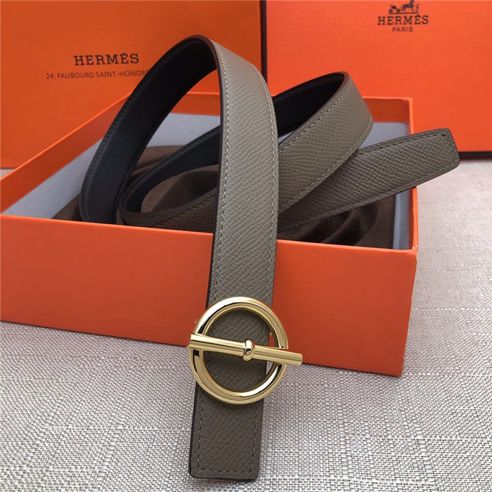 Hermes Circle belt buckle & Reversible leather strap 25 mm Epsom Grey High