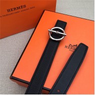 Hermes Circle belt buckle & Reversible leather strap 25 mm Epsom Black High