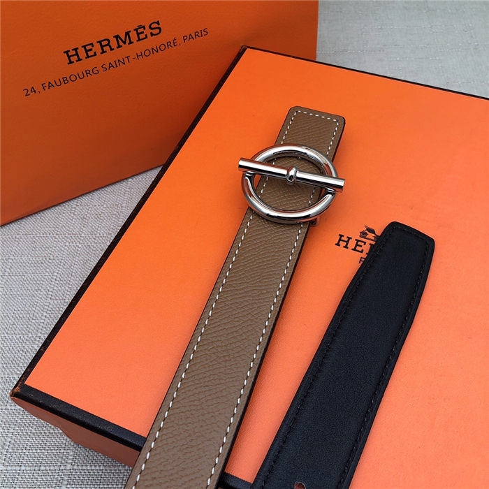 Hermes Circle belt buckle & Reversible leather strap 25 mm Epsom Camel High