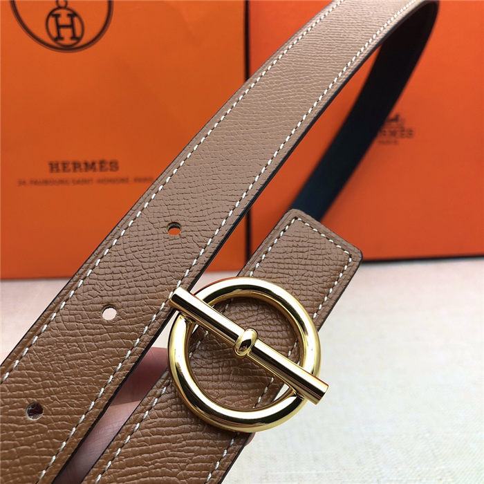 Hermes Circle belt buckle & Reversible leather strap 25 mm Epsom Camel High