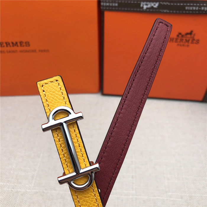 Hermes Gamma belt buckle & Reversible leather strap 13 mm Epsom Yellow/Wine High