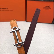 Hermes Gamma belt buckle & Reversible leather strap 13 mm Epsom Orange/Burgundy High