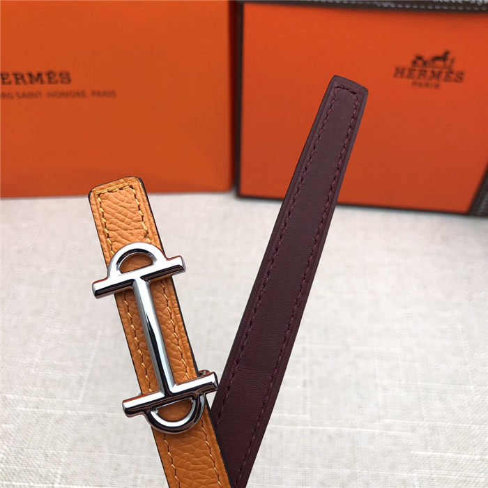 Hermes Gamma belt buckle & Reversible leather strap 13 mm Epsom Orange/Burgundy High