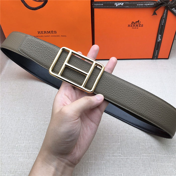 Hermes Cape Town belt buckle & Reversible leather strap 38 mm Togo Grey High