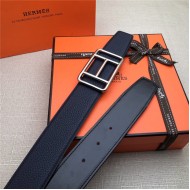 Hermes Cape Town belt buckle & Reversible leather strap 38 mm Togo Navy High