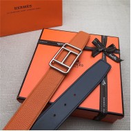 Hermes Cape Town belt buckle & Reversible leather strap 38 mm Togo Orange High