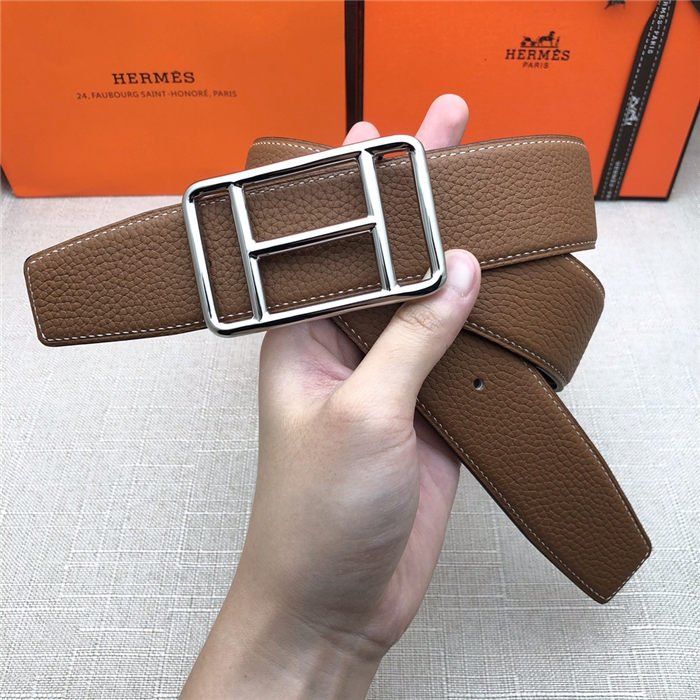 Hermes Cape Town belt buckle & Reversible leather strap 38 mm Togo Camel High