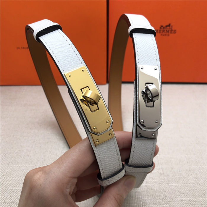 Hermes Kelly 18 belt Epsom White High