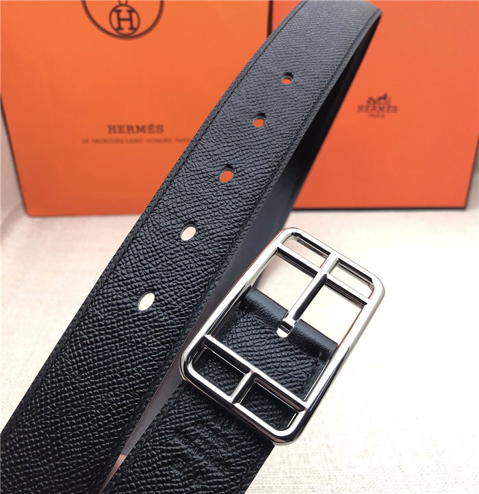 Hermes Cape Code 32 reversible belt Epsom Black High