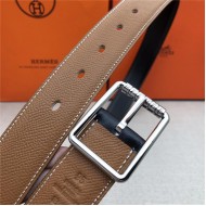 Hermes Code 32 reversible belt Epsom Camel with Silver Buckle High