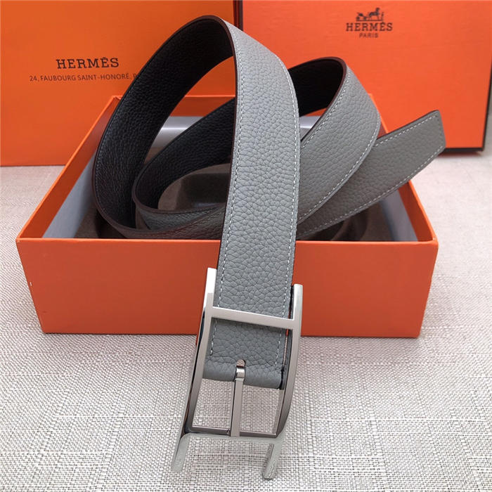 Hermes Quentin reversible belt 32 mm Togo Black/Grey High