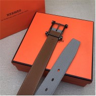 Hermes Reversible belt 32 mm Togo Camel/Grey High