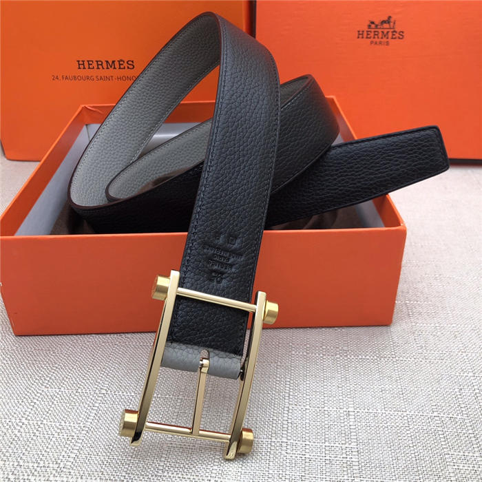 Hermes Reversible belt 32 mm Togo Black/Grey High