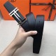 Hermes H au Carre belt buckle & Reversible leather strap 32/38 mm Togo Black High