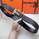 Hermes H au Carre belt buckle & Reversible leather strap 32/38 mm Togo Coffee High