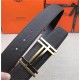 Hermes H au Carre belt buckle & Reversible leather strap 32/38 mm Togo Coffee High