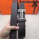 Hermes H au Carre belt buckle & Reversible leather strap 32/38 mm Togo Coffee High