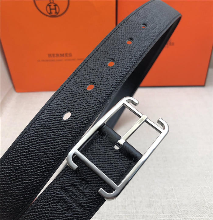 Hermes Society 32 reversible belt Epsom Black High