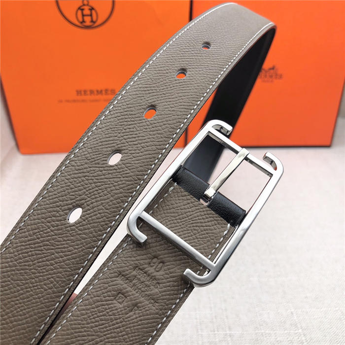 Hermes Society 32 reversible belt Epsom Grey High