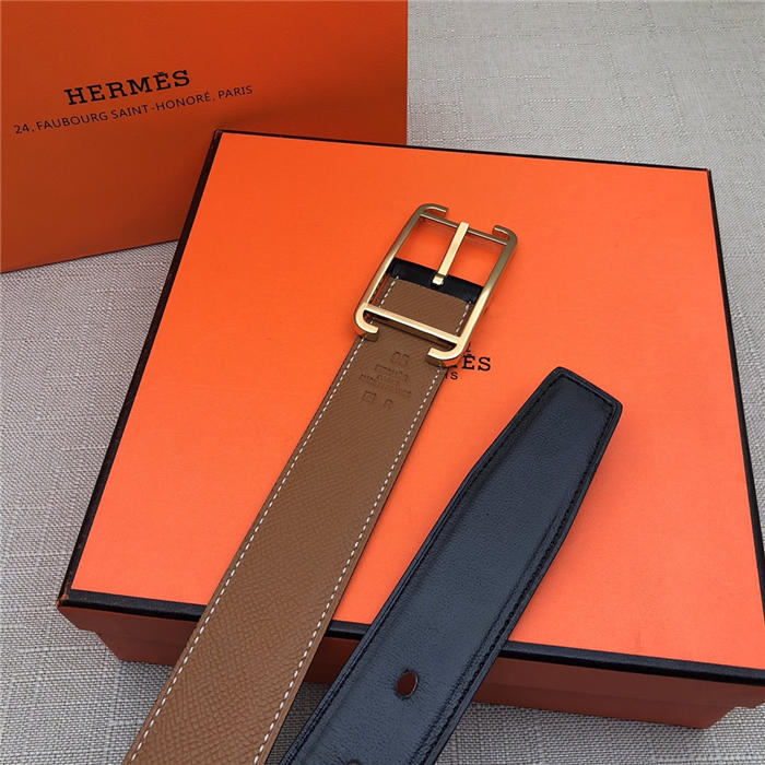 Hermes Society 32 reversible belt Epsom Camel High