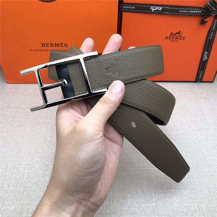 Hermes Quentin reversible belt 32 mm Togo Grey High