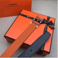 Hermes Quentin reversible belt 32 mm Togo Orange High