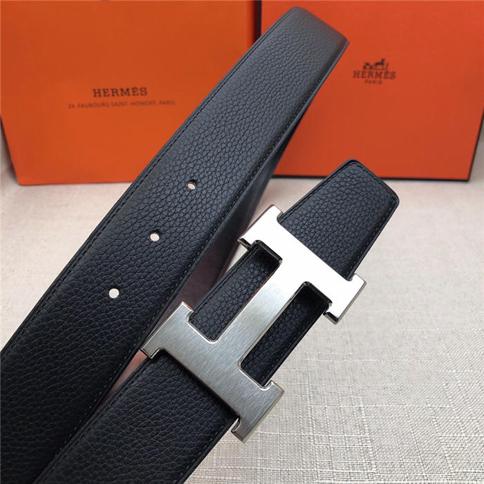 Hermes H belt buckle & reversible strap 32/38 mm Togo Black High