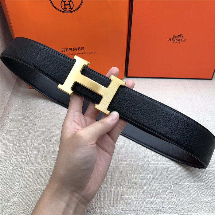 Hermes H belt buckle & reversible strap 32/38 mm Togo Black High