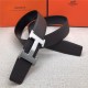 Hermes H belt buckle & reversible strap 32/38 mm Togo Coffee High