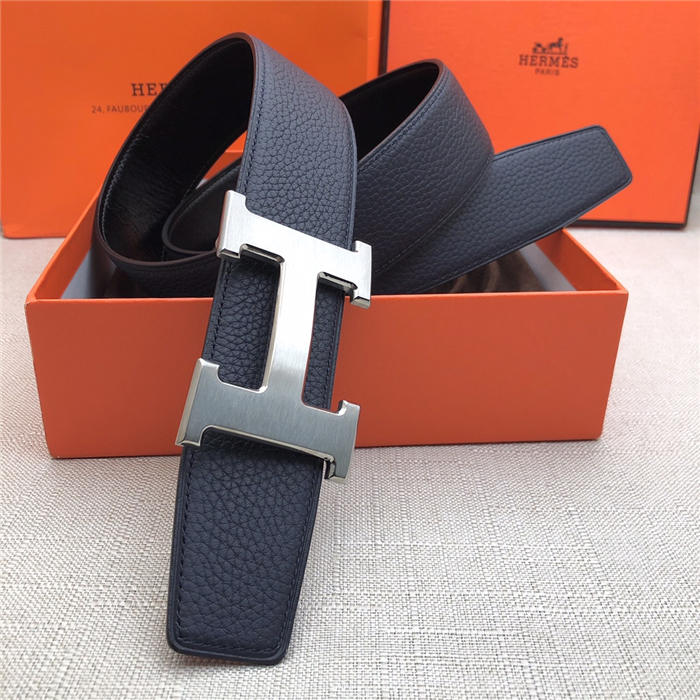 Hermes H belt buckle & reversible strap 32/38 mm Togo Navy High