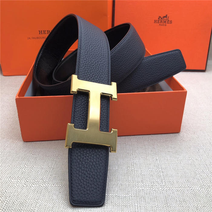 Hermes H belt buckle & reversible strap 32/38 mm Togo Navy High