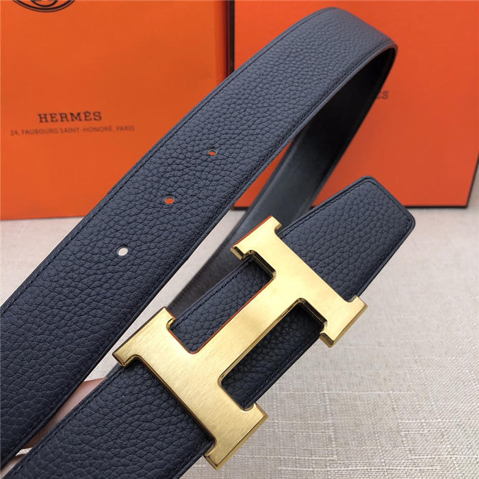 Hermes H belt buckle & reversible strap 32/38 mm Togo Navy High