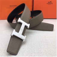 Hermes H belt buckle & reversible strap 32/38 mm Togo Grey High