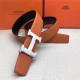 Hermes H belt buckle & reversible strap 32/38 mm Togo Orange High