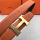 Hermes H belt buckle & reversible strap 32/38 mm Togo Orange High