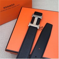 Hermes H belt buckle & reversible strap 32 mm Epsom Black High