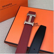 Hermes H belt buckle & reversible strap 32 mm Epsom Wine High