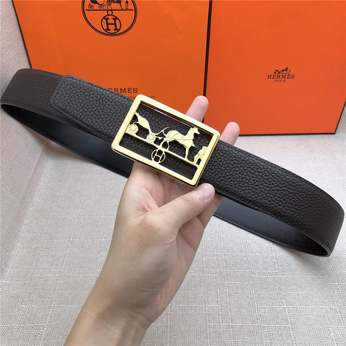 Hermes Carriage reversible Belt 32/38 mm Togo Coffee High