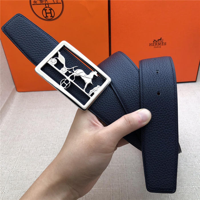 Hermes Carriage reversible Belt 32/38 mm Togo Navy High