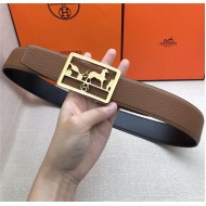 Hermes Carriage reversible Belt 32/38 mm Togo Camel High