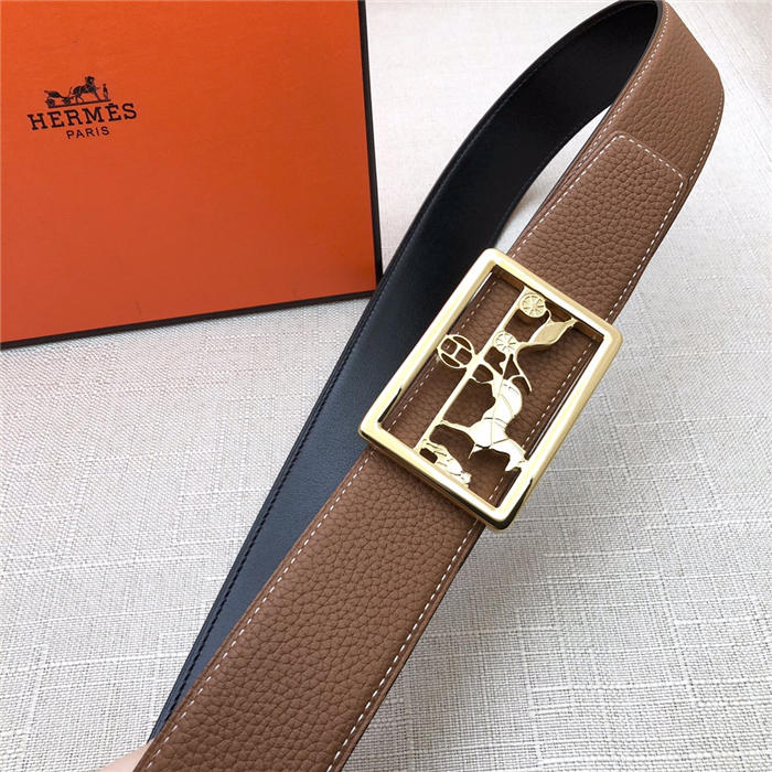 Hermes Carriage reversible Belt 32/38 mm Togo Camel High