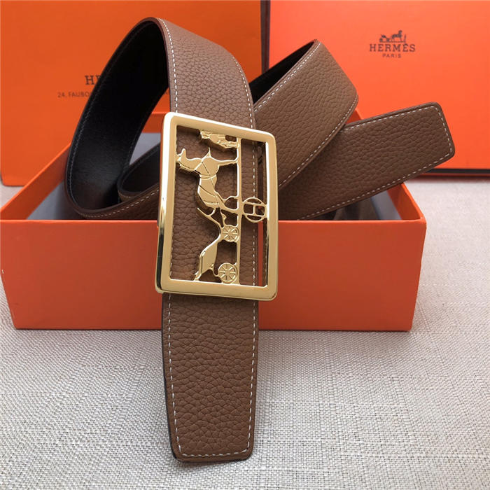 Hermes Carriage reversible Belt 32/38 mm Togo Camel High