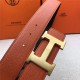 Hermes H belt buckle & reversible strap 38 mm Epsom Orange High