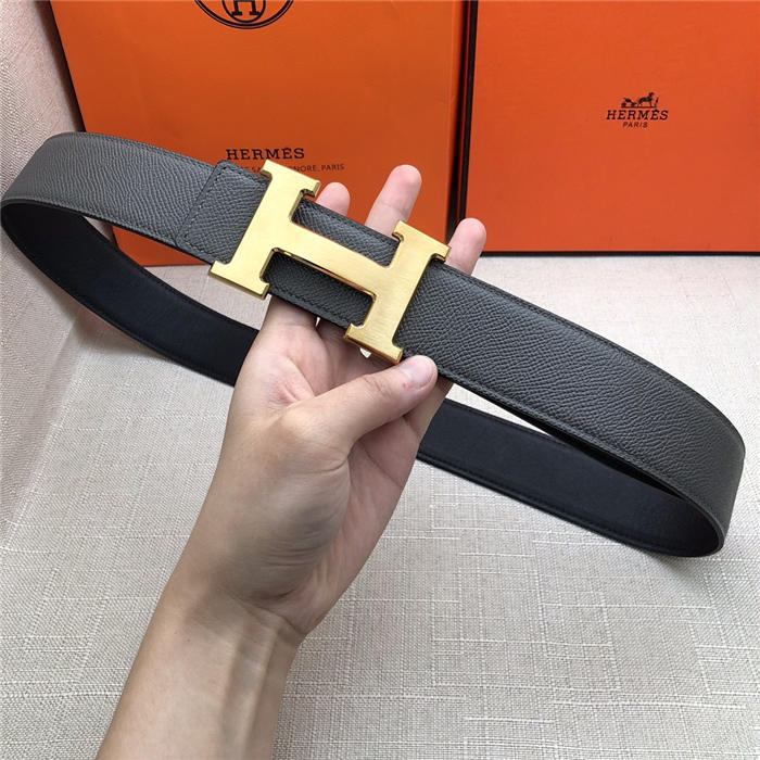 Hermes H belt buckle & reversible strap 38 mm Epsom Dark Grey High