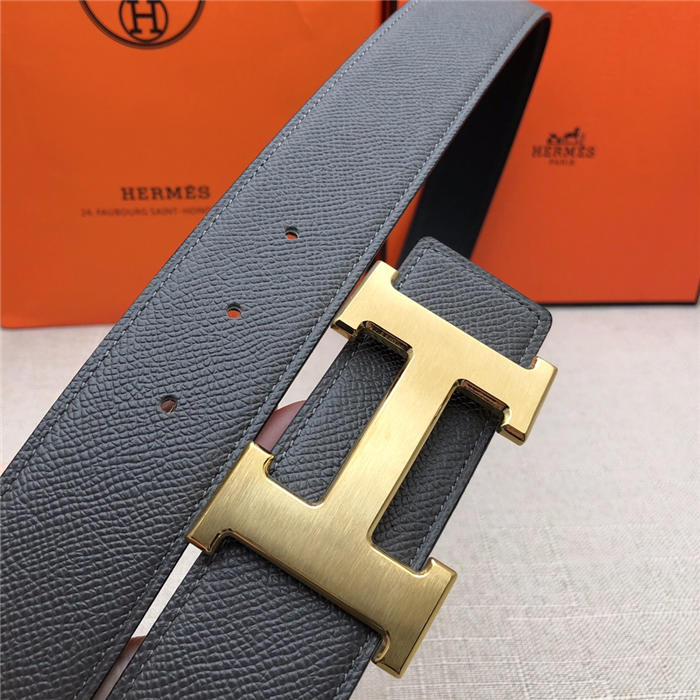 Hermes H belt buckle & reversible strap 38 mm Epsom Dark Grey High