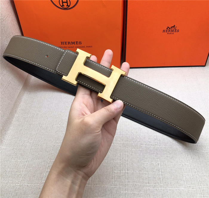 Hermes H belt buckle & reversible strap 38 mm Epsom Grey High