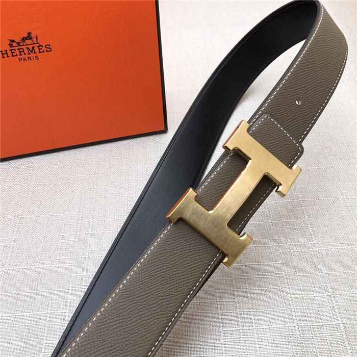 Hermes H belt buckle & reversible strap 38 mm Epsom Grey High