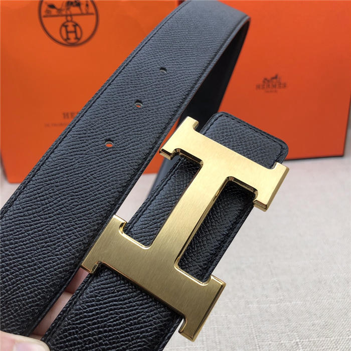 Hermes H belt buckle & reversible strap 38 mm Epsom Black High