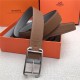 Hermes Society 32 reversible belt Togo Camel/Grey High